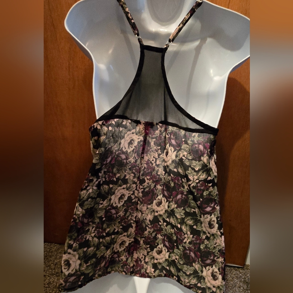 Self 🩷E Floral Camisole Top - Black & Purple SzM - Picture 5 of 7